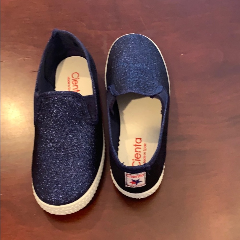 Cienta blue sparkle slip on sneakers never worn